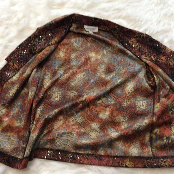 Miss Dorby vintage women’s size 12 open top collar sequin snake print pattern - Picture 7 of 8